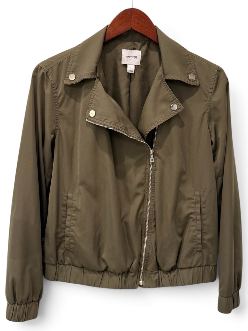 Nine West Women’s Small Olive Green Moto Bomber Jacket